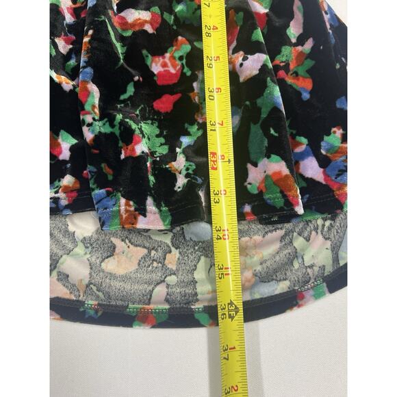 Open Edit Fit & Flare Velvet Dress Side Pockets Black Floral Open Back Size S - Picture 8 of 13